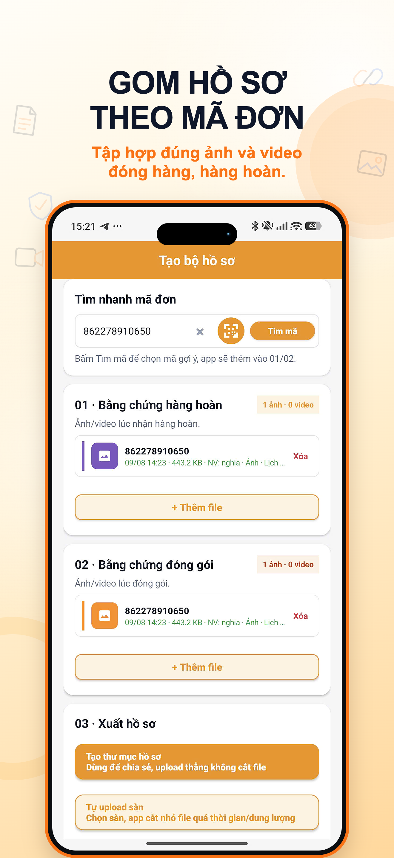 Tạo bộ hồ sơ kháng nghị theo mã đơn