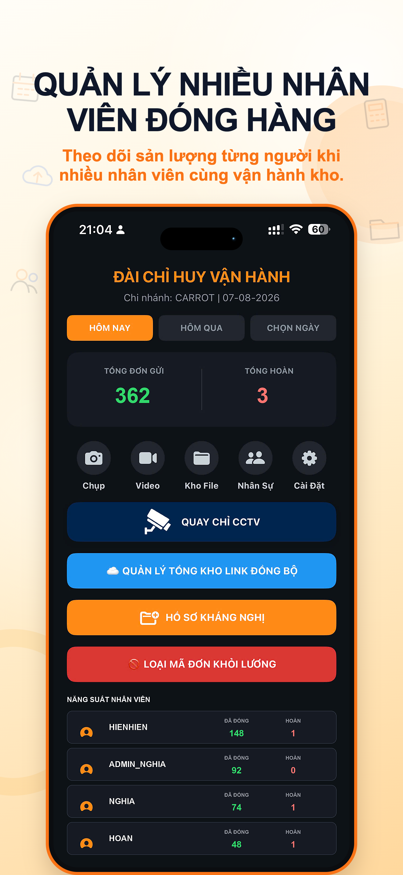 Quản lý nhiều nhân viên đóng hàng