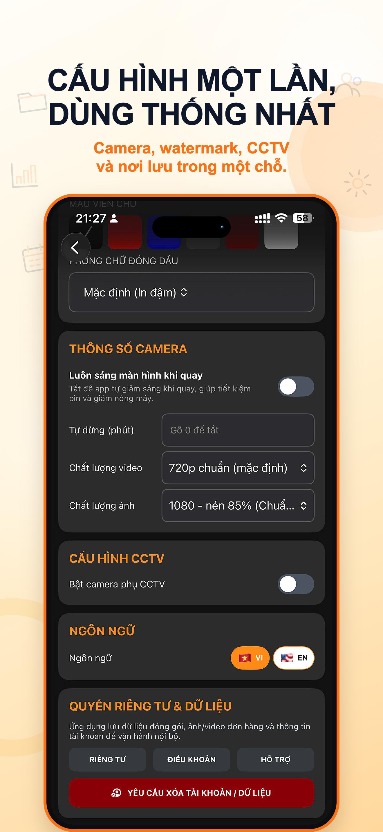 Cấu hình camera CCTV watermark và lưu trữ